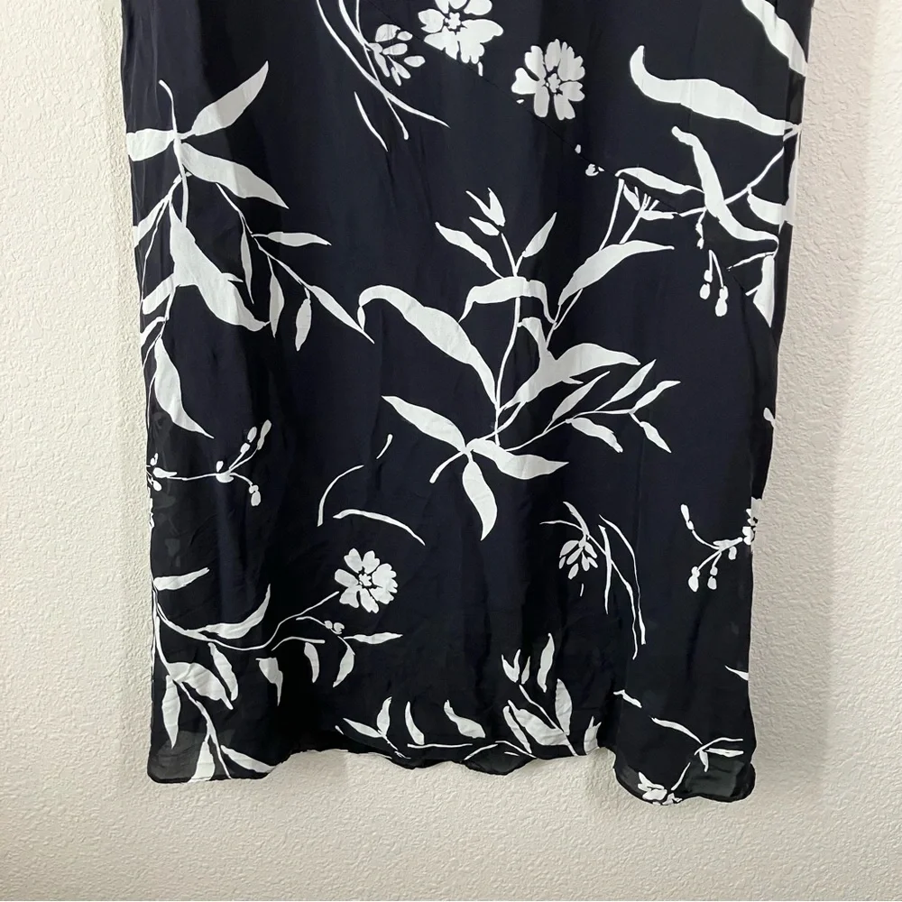 SAKS FIFTH AVE Vintage Silk Column Dress 8 Hawaiian Tropical 80s Black Luau Tiki - Picture 6 of 11